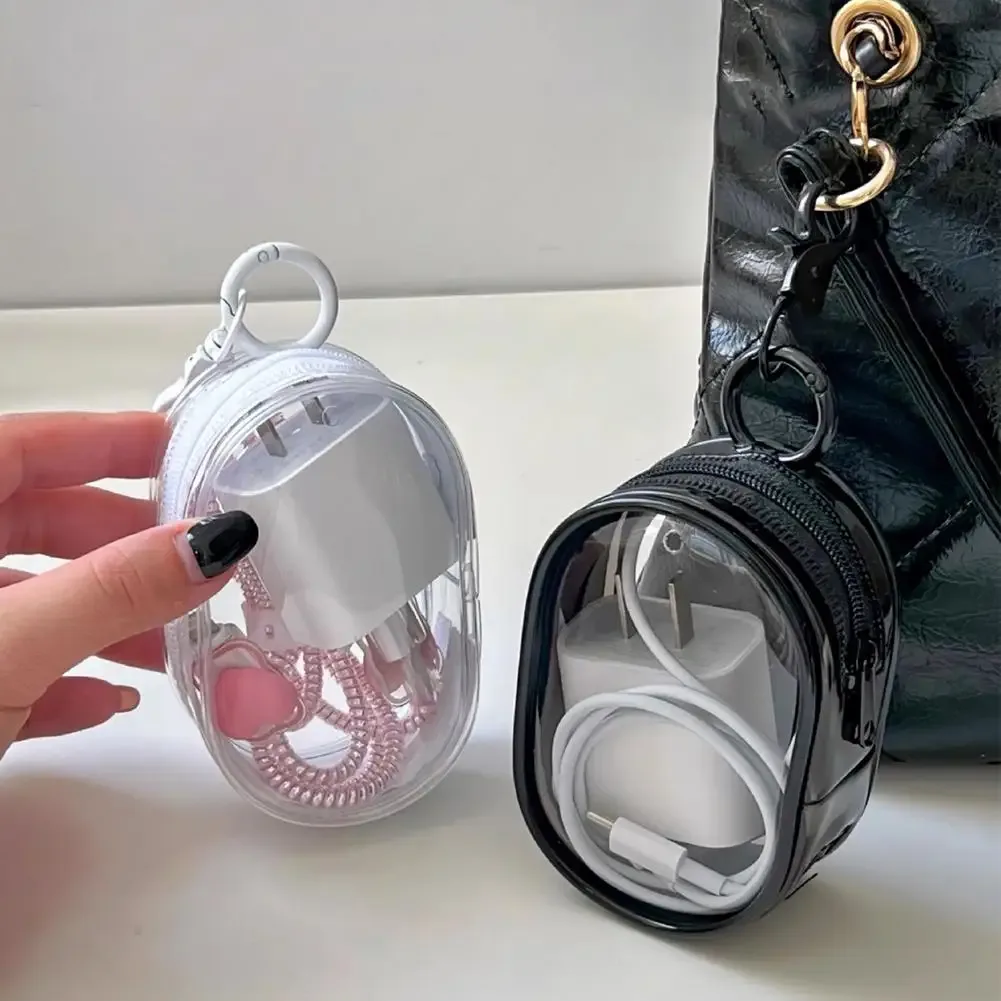 mini pochette de rangement multifonction portable, organiseur de câbles de chargeur de voyage, sac porte-clés, étui transparent pour poupée de 10 cm, étui de présentation de cosmétiques
