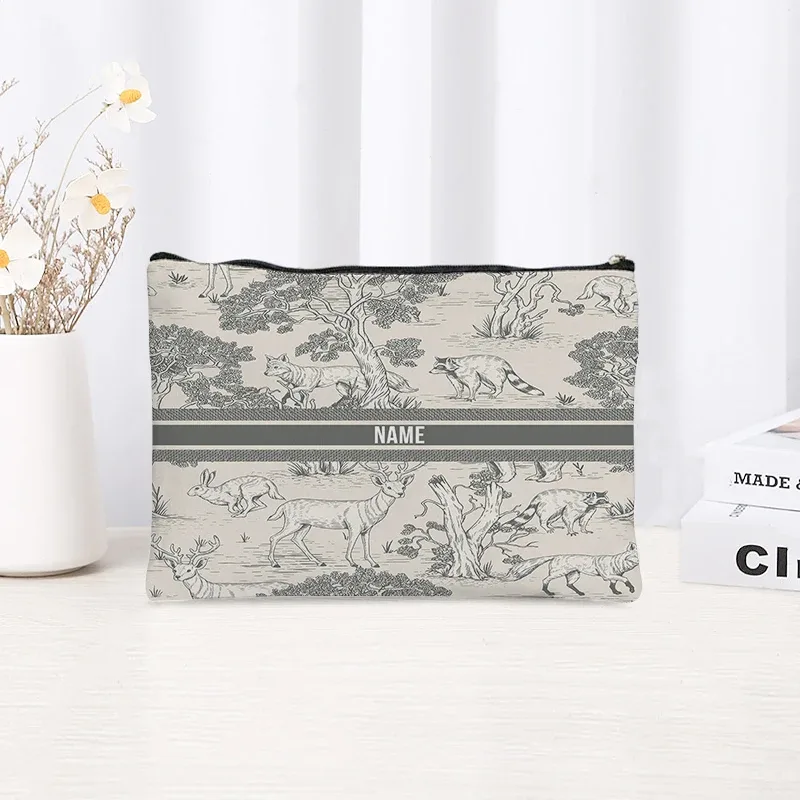 pochette de toilette en toile personnalisée avec motif paysage chinoiserie, cadeau décoratif élégant pour femmes, rangement quotidien des articles de beauté pour les vacances et les activités de plein air.