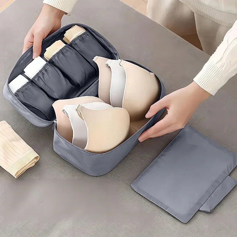 sac de rangement de voyage étanche multi-compartiments pour sous-vêtements, étui portable pour soutien-gorge et chaussettes, pochette de lingerie multi-imprimés pour femmes
