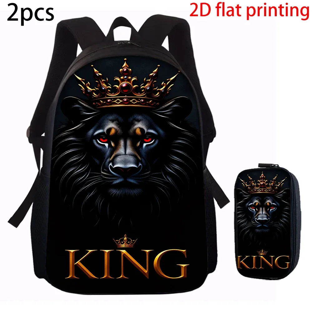 ensemble de sacs à dos motif roi lion (1/2/3/4/5 pièces) - sac à dos décontracté grande capacité avec pochette et sac fourre-tout assortis pour usage quotidien