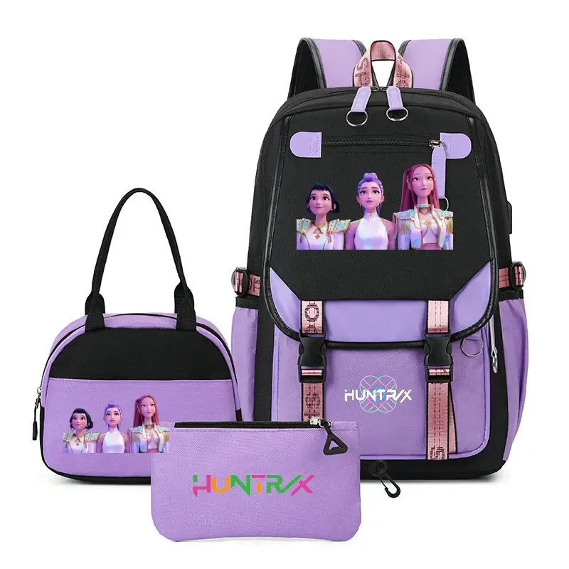 sacs à dos tendance k-pop demon hunters pour adolescentes, sacs à bandoulière, trousse à crayons, ensemble de sacs d'école pour étudiants, sac de voyage mochila