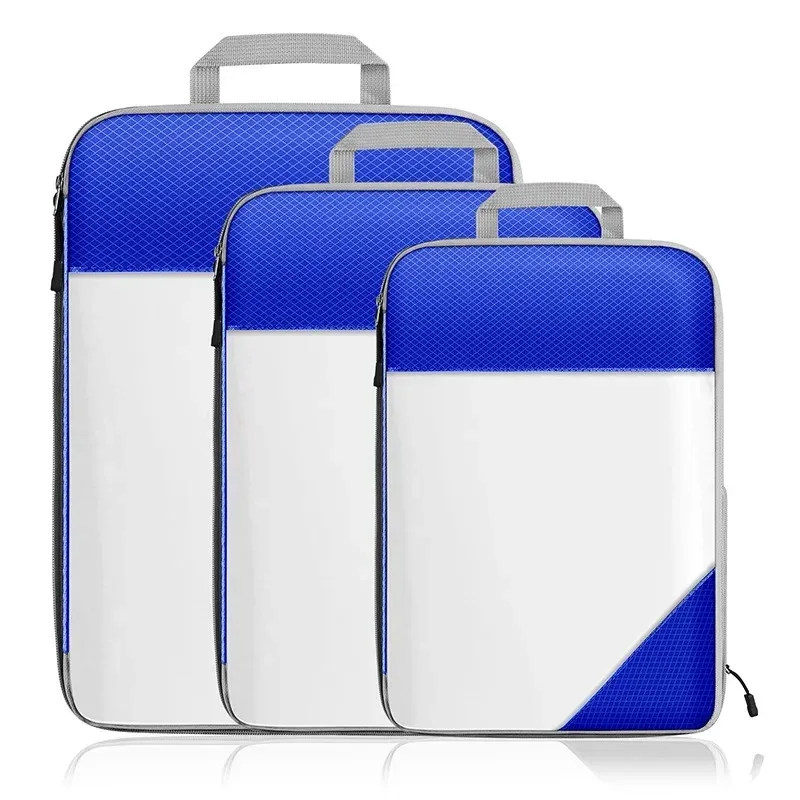 sac de rangement semi-transparent tup pliable et étanche pour voyage, ensemble de sacs de rangement portables pour bagages, matériau en nylon du menton continental