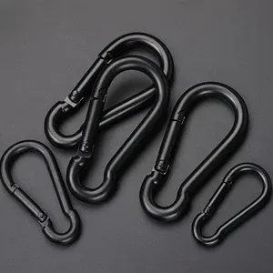 crochet d'extérieur en fer noir pur, 6 pièces, équipement de sport, anneau de suspension, clip à ressort, crochet pour sac à dos