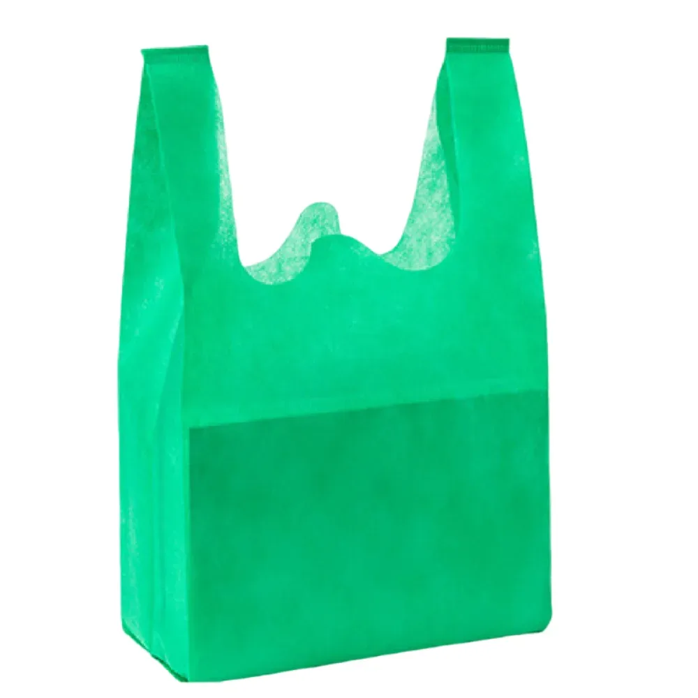 sac de courses non tissé de couleur unie, fourre-tout portable de grande capacité réutilisable, sac de rangement de jouets épais durable 50 pièces
