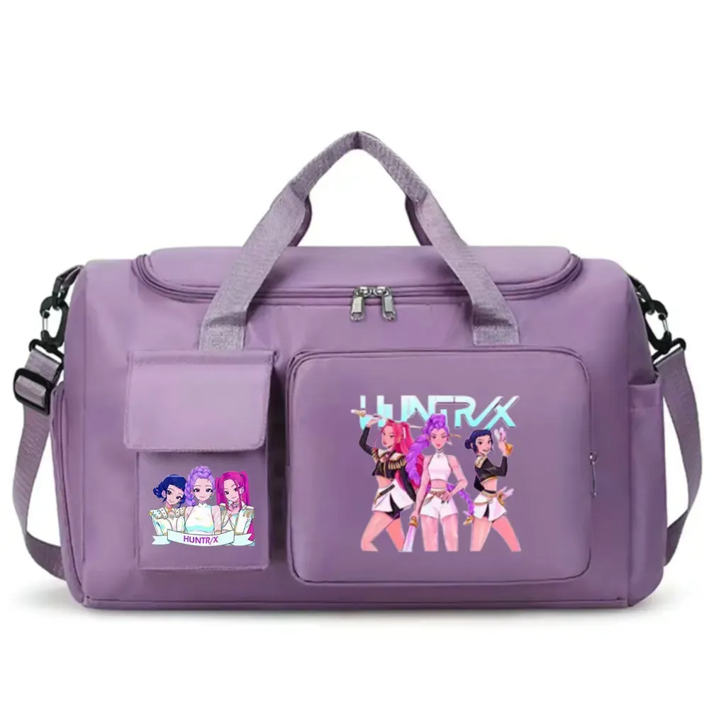 kpop demon hunters – bagage à main de grande capacité pour filles et garçons, sac de sport et de fitness avec séparation sec-humide, sac de voyage pour courtes distances