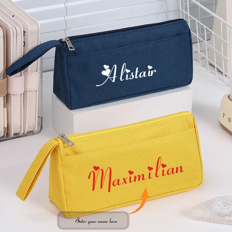 sac de rangement multifonctionnel personnalisable avec votre nom, élégant et minimaliste, trousse de maquillage, trousse de toilette, trousse à crayons