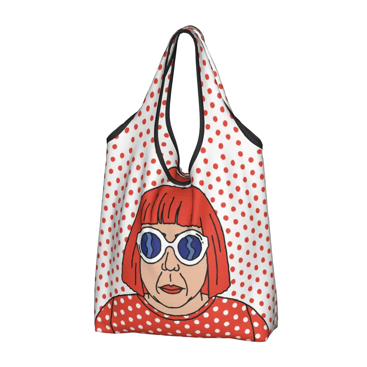 sac de courses abstrait yayoi kusama, sac fourre-tout mignon à bandoulière, grande capacité, sac à main portable à pois