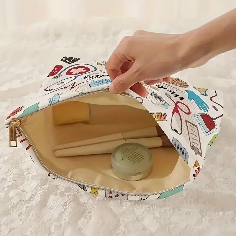 trousse de toilette en velours côtelé sur le thème médical, sac de rangement portable pour les professionnels de la santé, cadeau pour la journée des infirmières