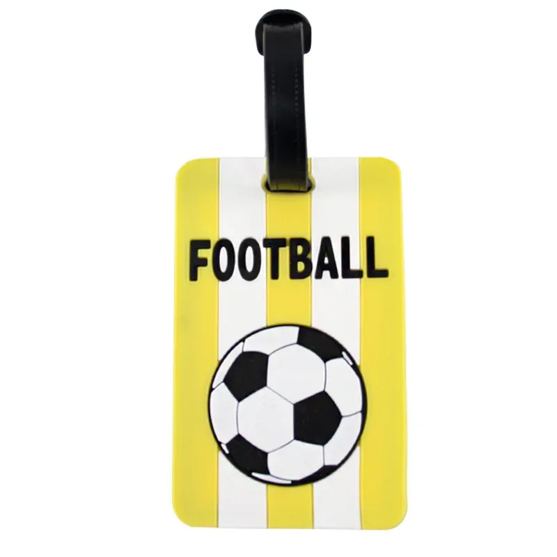 nouveau football pvc étiquette de bagage de voyage femmes hommes carte d'embarquement étiquettes de bagages étiquettes de valise nom id adresse étiquette étiquette de bagage