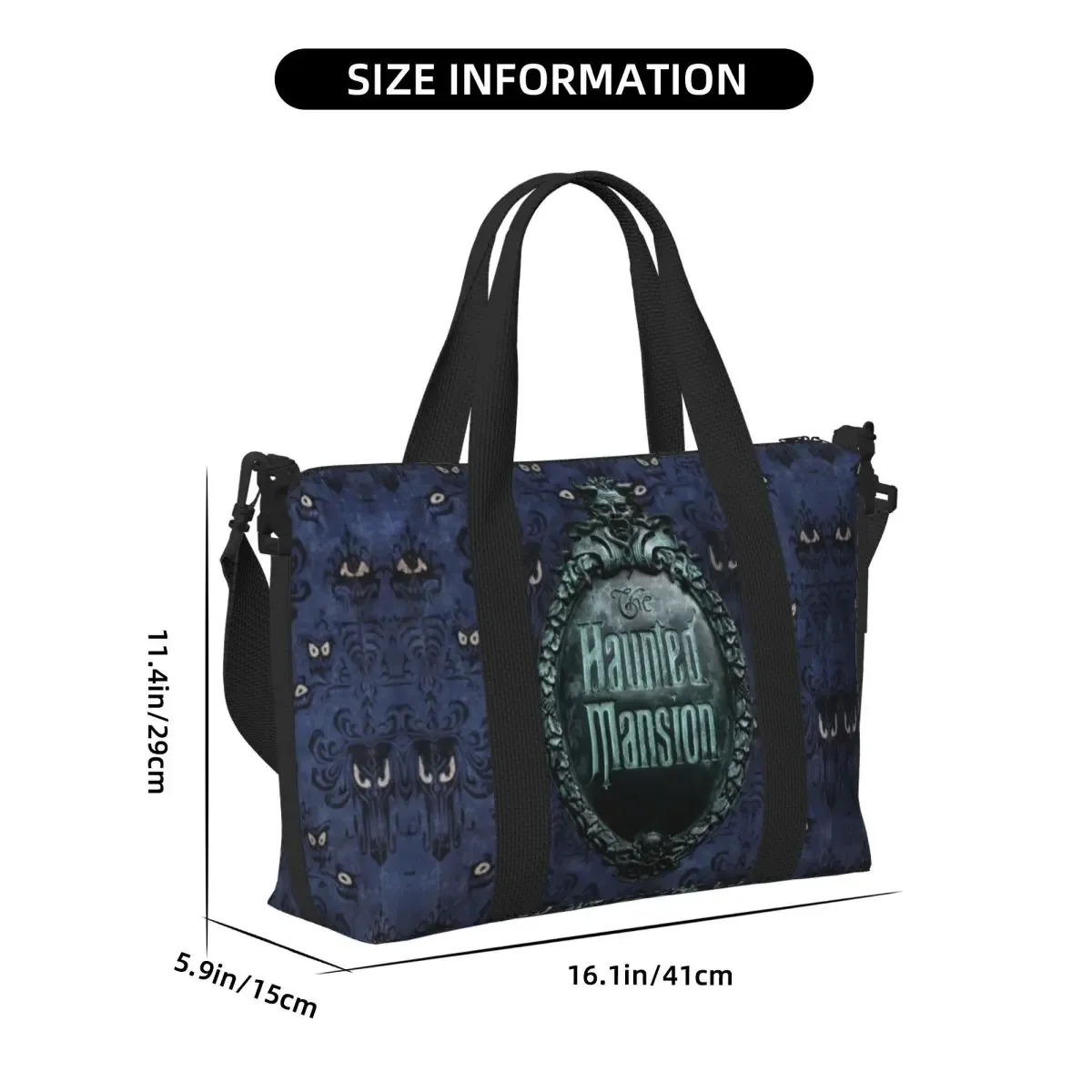 sac fourre-tout personnalisé avec logo de manoir hanté pour femme, sacs de voyage de grande capacité, sacs d'épicerie, halloween grimace mesurosts, salle de sport, plage