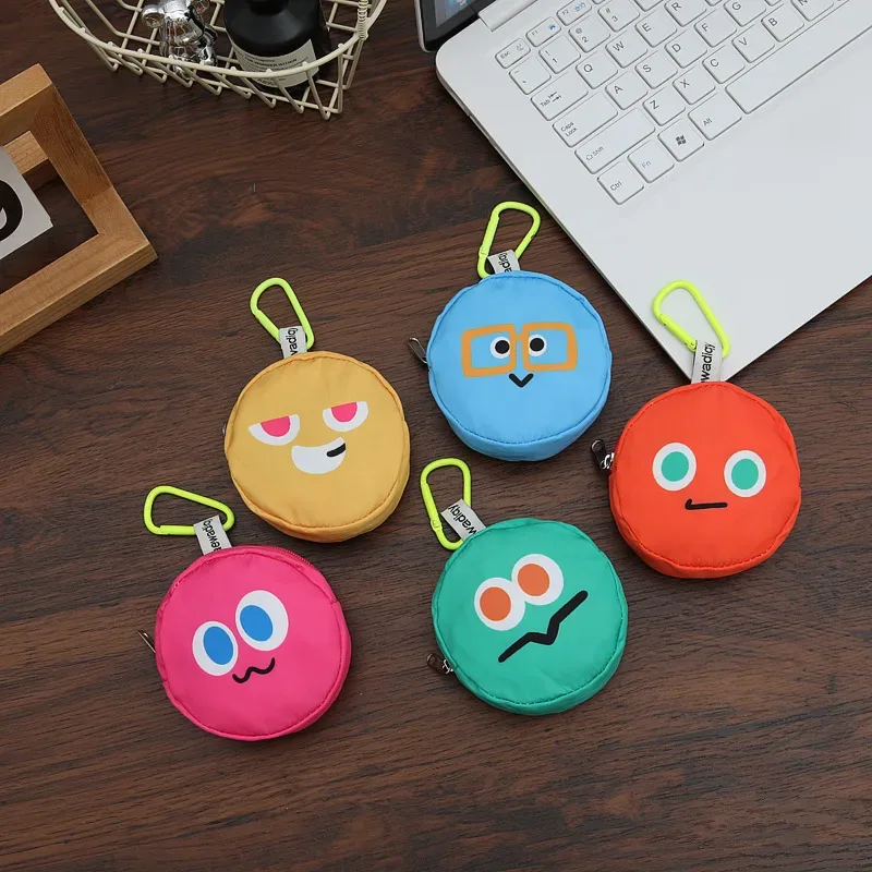 Sac de rangement de clés pour femmes, Design tendance, visage souriant, Mini casque, sac de rangement de clés, porte-monnaie pendentif, sac de clés de dessin animé mignon pour filles