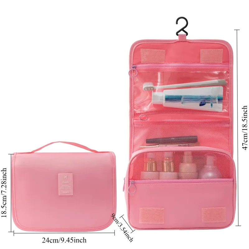 trousse de toilette suspendue pour voyages d'affaires, trousse de maquillage portable de grande capacité pour soins de la peau, sac de rangement pliable avec séparation sèche et humide