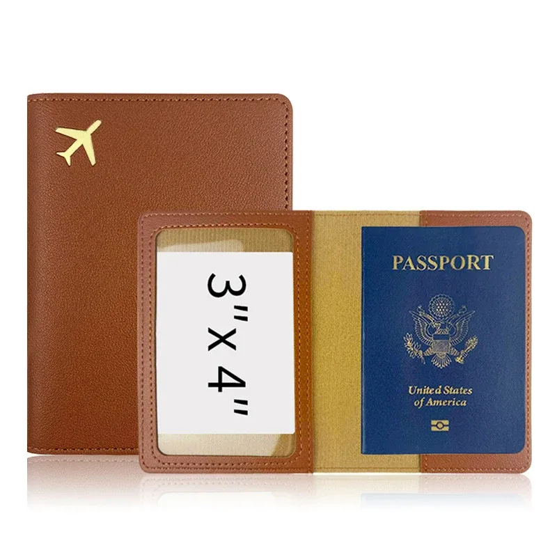porte-passeport avec initiales personnalisées, couverture d'accessoires de voyage en avion doré, nom personnalisé, cadeau de mariage, logo de l'entreprise, manchon de passeport