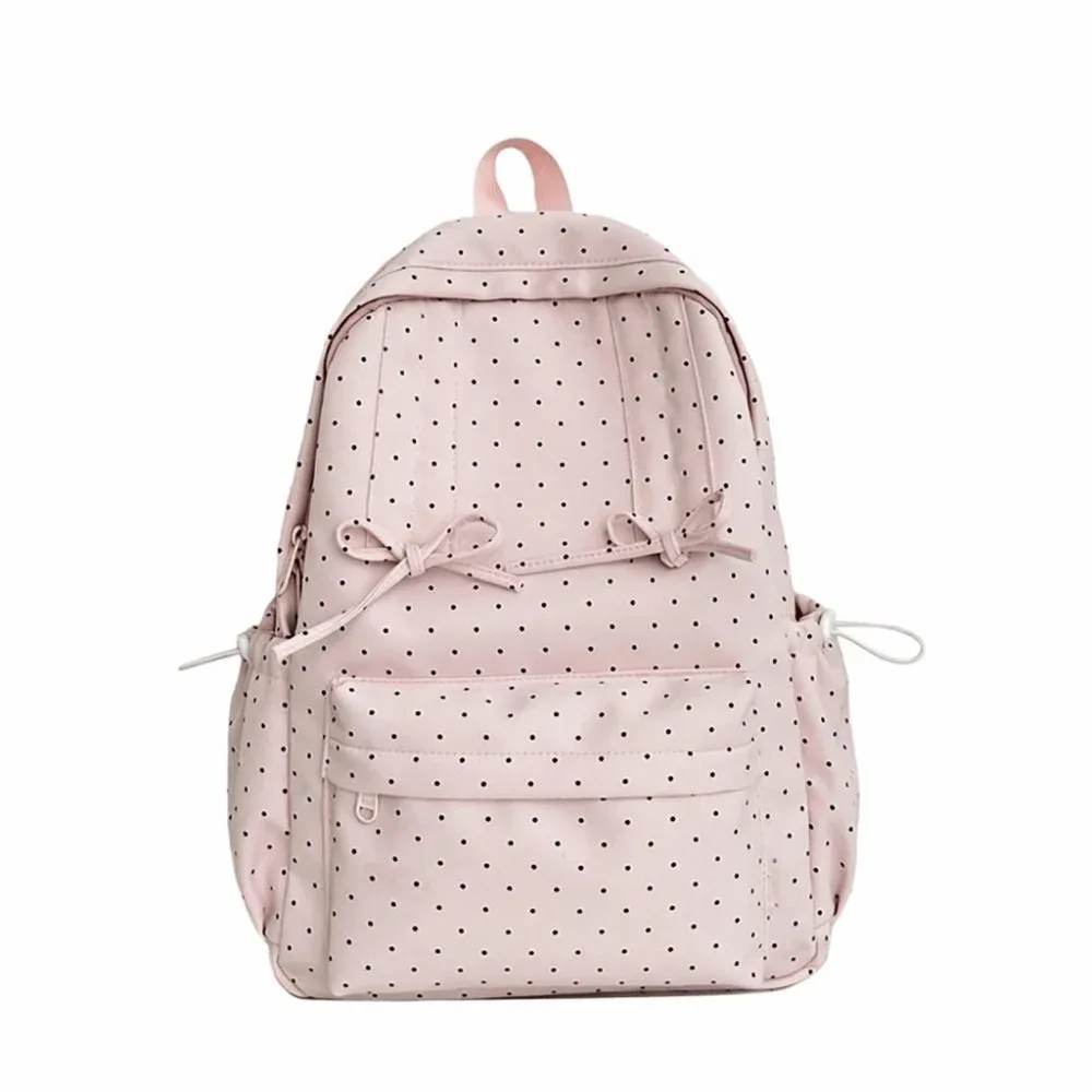sac à dos mignon à pois avec nœud, grande capacité, minimaliste, léger, durable, pour étudiants, cadeau