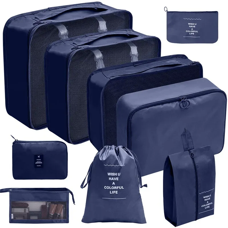 7/8/9 pièces nouvel ensemble organisateur de voyage sacs de rangement grande capacité valise stockage bagages vêtements tri organisateur ensemble pochette à chaussures