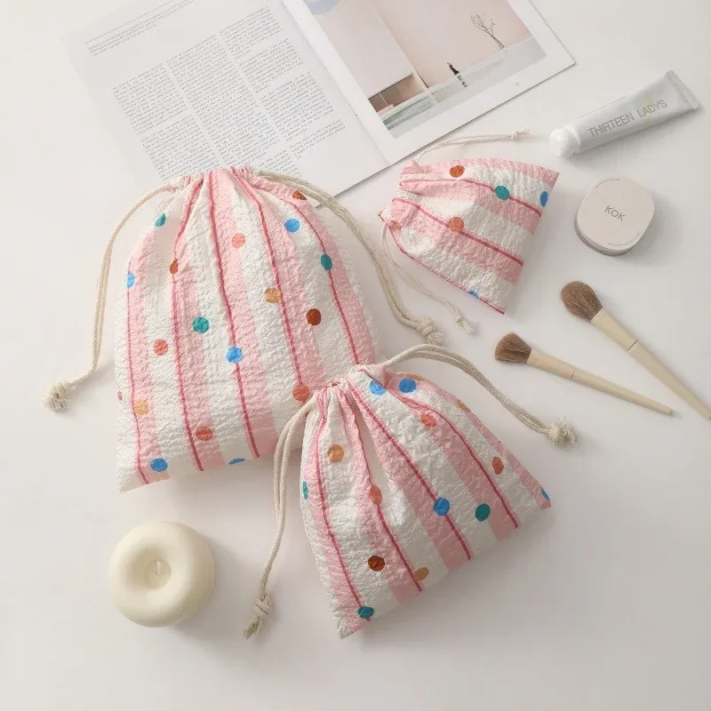 sac à cordon, sac de rangement pour étudiants, sac de maquillage à ouverture, trousse de toilette de dessin animé, ensemble de trois pièces, sacs de rangement en polyester pour femmes