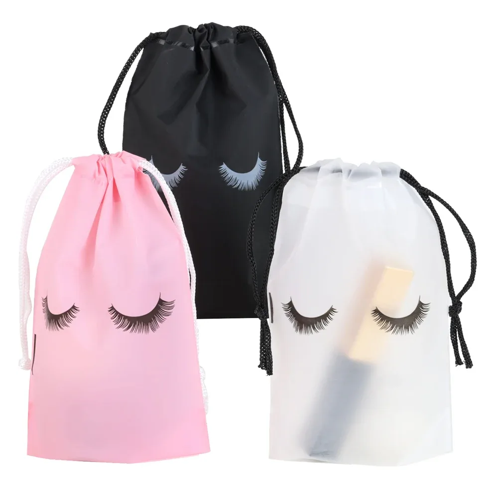sacs de rangement pour soins post-cils, 30 pièces, avec cordon de serrage, pochette d'emballage de voyage en plastique eva étanche, accès aux extensions de cils