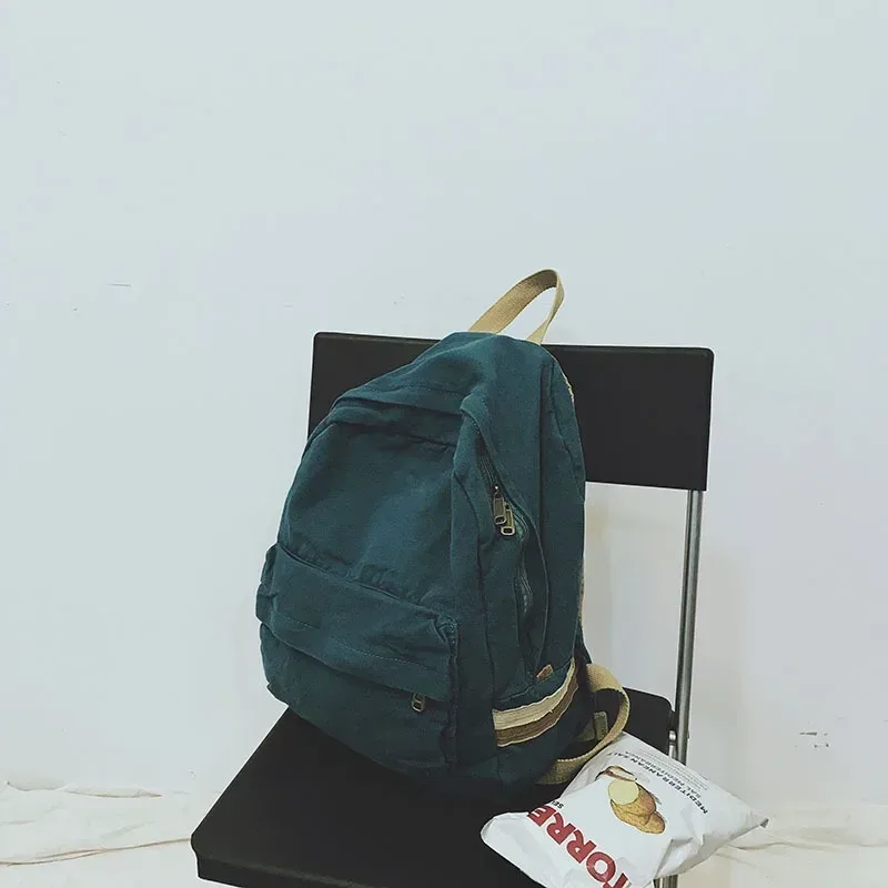sac à dos d'école rétro chic en coton pour adolescent, sac à dos de livre décontracté, tissu doux, style coréen, étudiant, femme, vintage, pingouin, marée