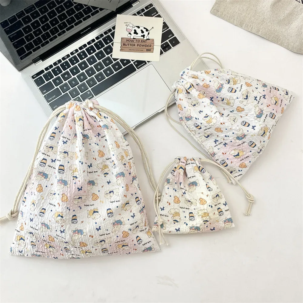 sac à cosmétiques à cordon de serrage en relief, 1 pièce, pochette de rangement de cosmétiques portable mignonne, sac de rangement pour maquillage et accessoires