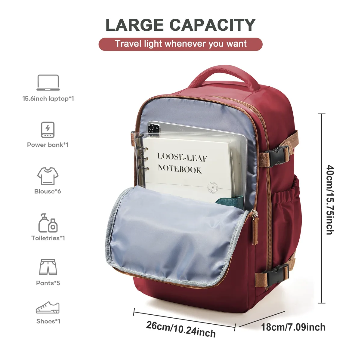 sac à dos de voyage sac de cabine 40x26x18 wizzair sacs à main, avion hommes femmes 15.6 pouces sac à dos pour ordinateur portable, étanche décontracté affaires