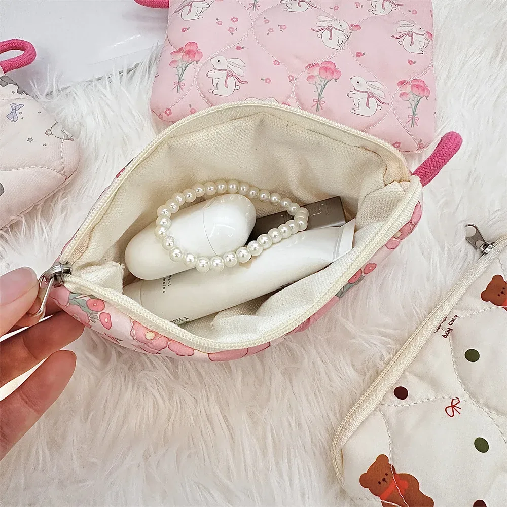 sac de rangement portable de dessin animé mignon pour femmes, petit sac à main de voyage, sac à cosmétiques, sac à main pour rouge à lèvres, carte pour écouteurs, mini portefeuille de maquillage, sac en poudre
