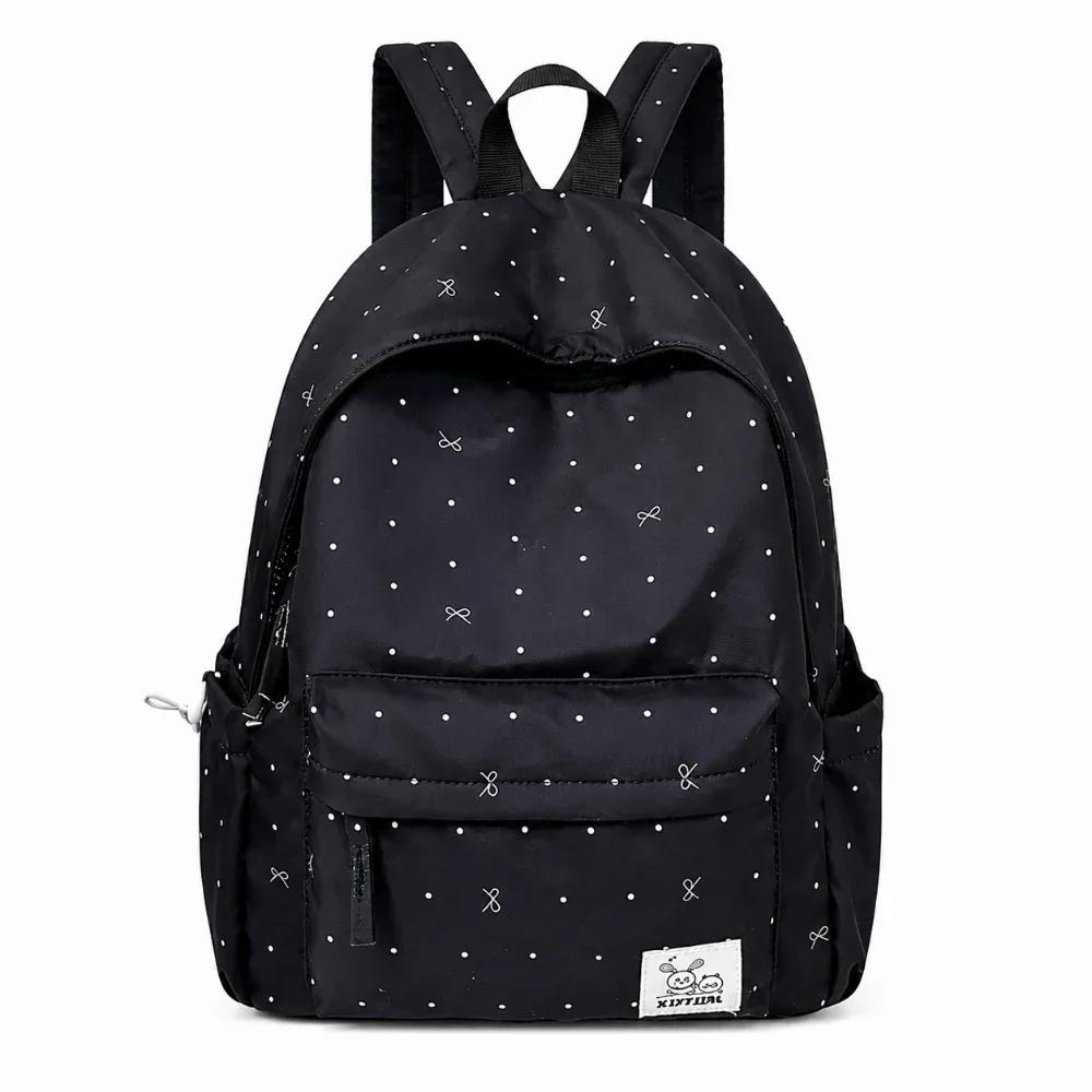 sac à dos tendance léger à pois, décontracté, respirant, pour étudiants, durable, avec nœud, grande capacité, pour filles