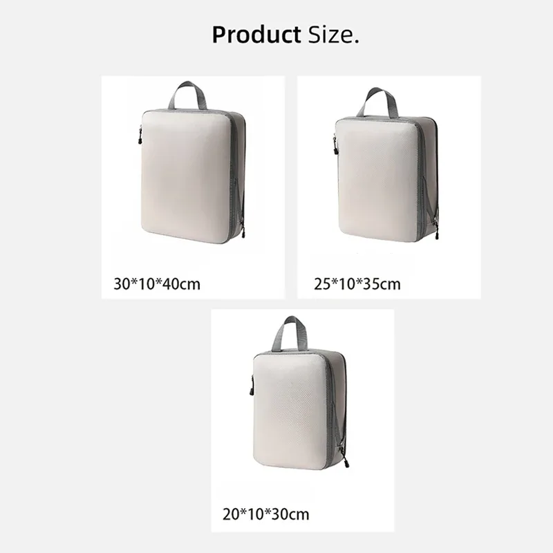 organisateur voyage polyester gris clair cube sac compression tissu imperméable transport vêtements pratique empilable