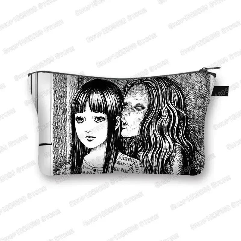 trousse à cosmétiques imprimée manga d'horreur tomie spiralized pour femmes, trousse de maquillage, rouge à lèvres, trousse de toilette, mini sac à main pour filles, trousse à cosmétiques