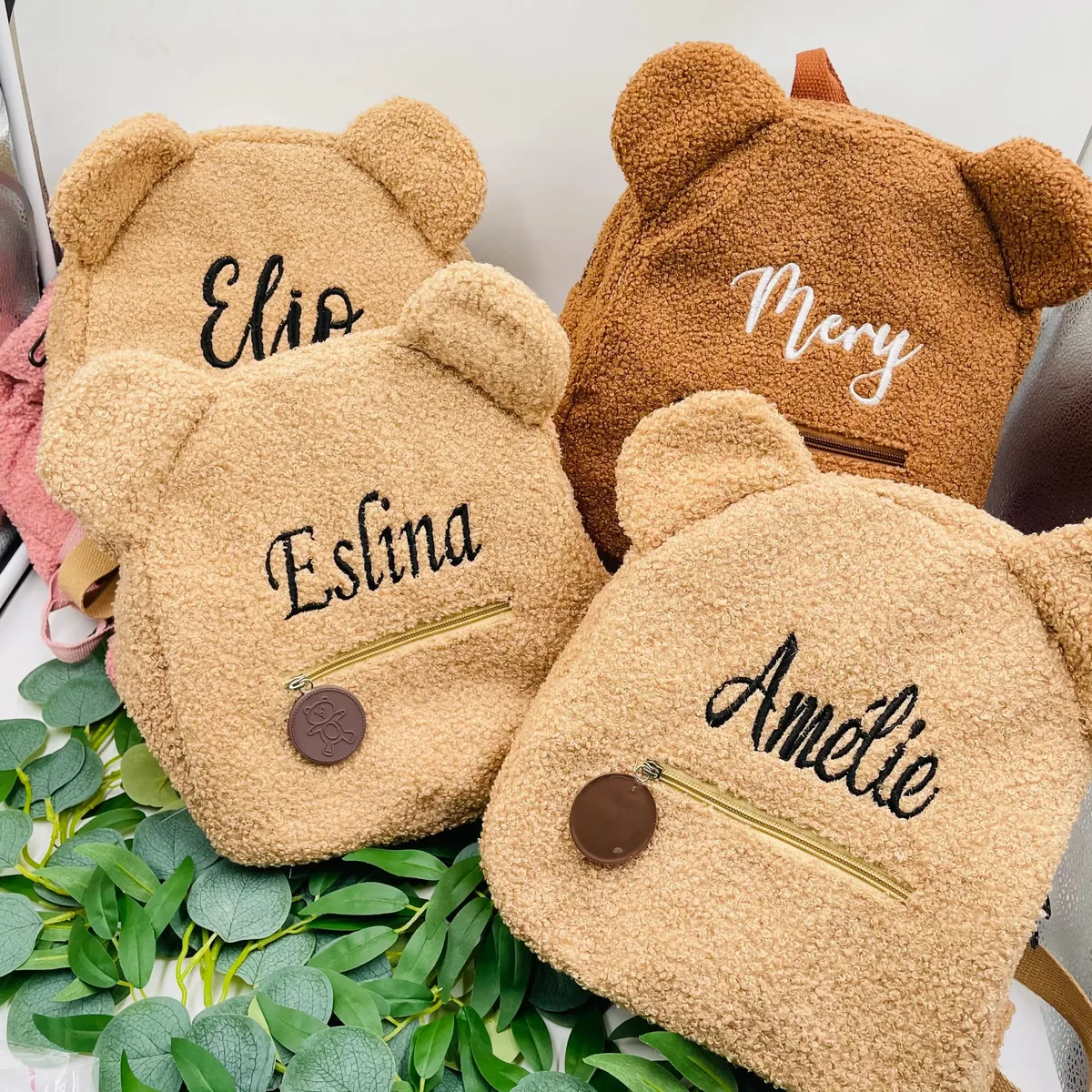 sac à dos brodé personnalisé pour tout-petits, sac léger en peluche ours pour enfants, sac à dos avec nom personnalisé, cadeau pour garçons, filles et dames