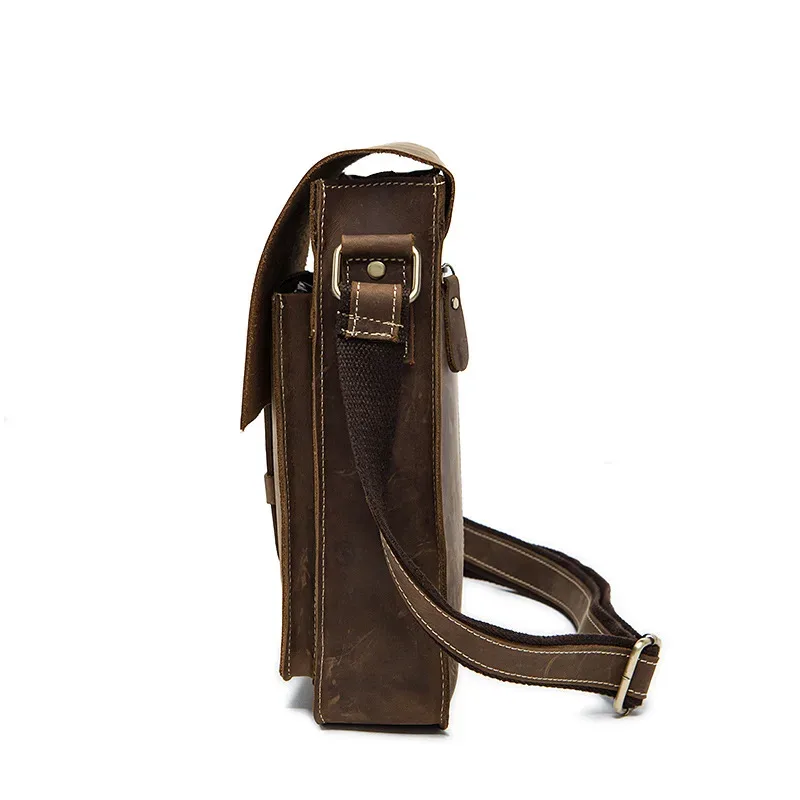 sac à main en cuir véritable pour hommes, fil fou cheval, sacs rétro mode, épaule vintage vache, sacoches, mallette d'affaires