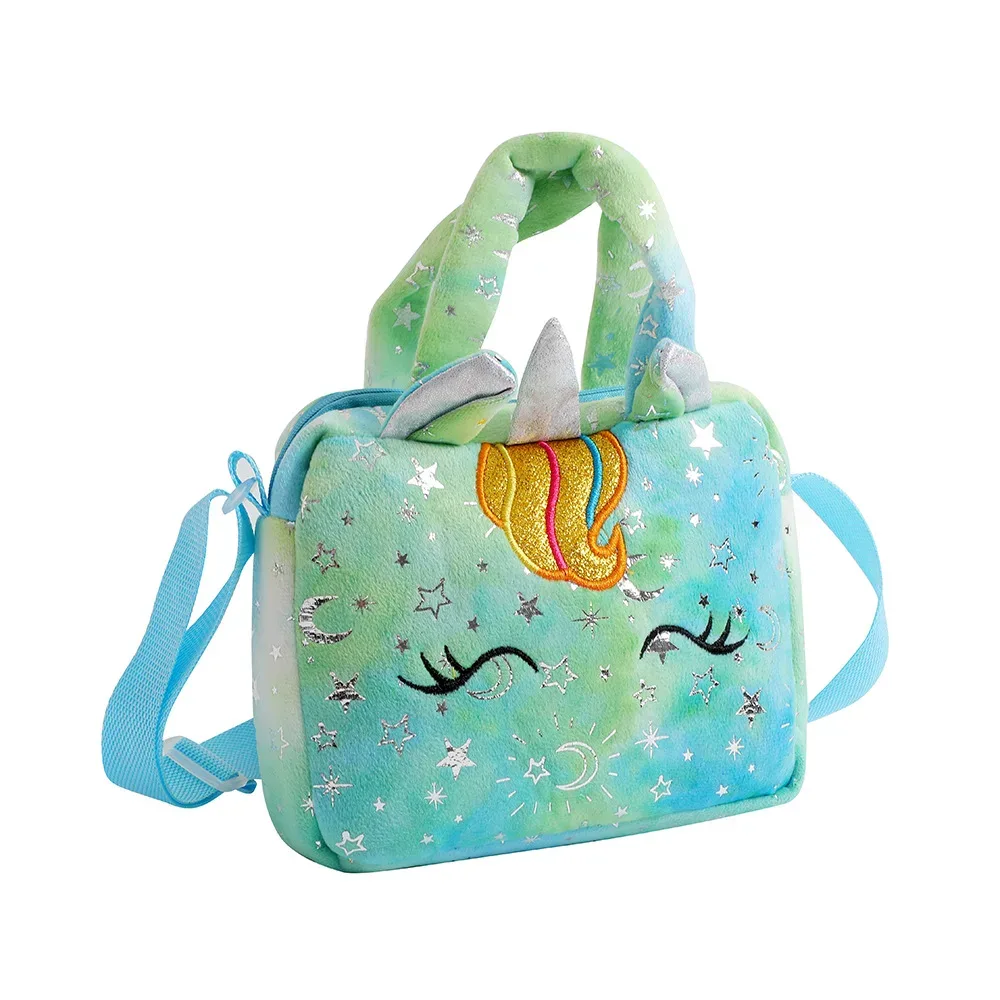 sac à bandoulière licorne en peluche pour bébé, sac de rangement à bandoulière mignon, sac à bandoulière coloré pour girly