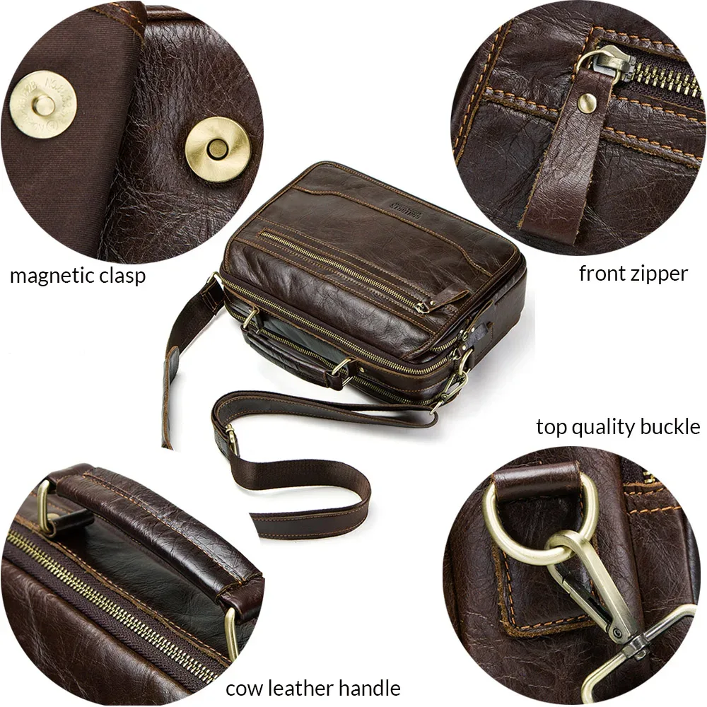 contact's – sac messager en cuir de vache pour hommes, sacoche pour hommes, sacs à bandoulière masculins, grands sacs à bandoulière décontractés