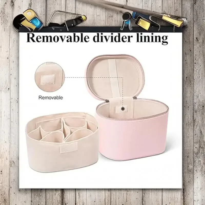 trousse de maquillage portable en cuir pu avec séparateurs amovibles, organiseur de cosmétiques, sac à main grande capacité, trousse de toilette de voyage pour femmes, idéal pour les cadeaux