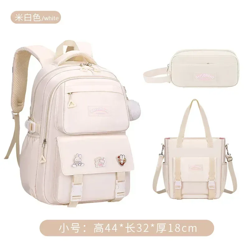 ensemble de 3 sacs à dos de grande capacité avec protection dorsale, violet et rose, avec accessoires suspendus pour les élèves du collège et du lycée