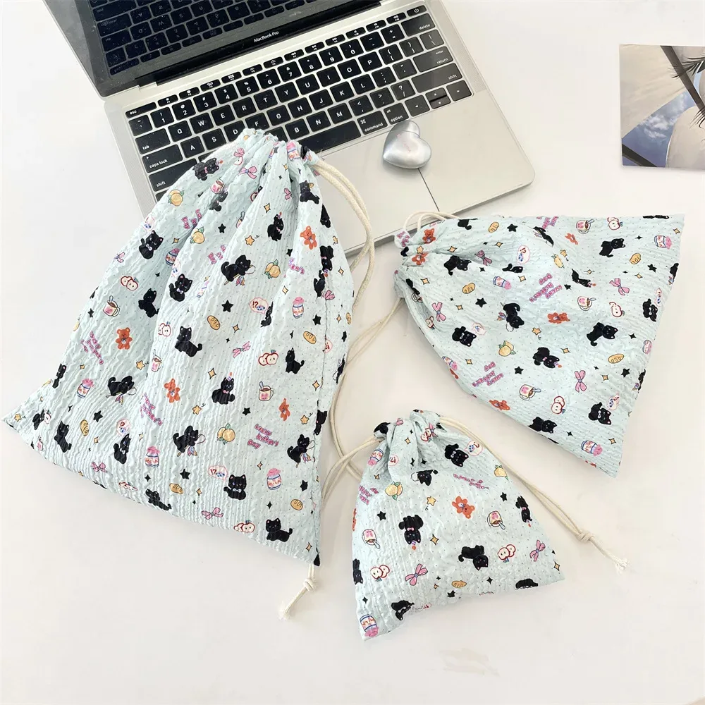 sac à cosmétiques à cordon de serrage en relief, 1 pièce, pochette de rangement de cosmétiques portable mignonne, sac de rangement pour maquillage et accessoires