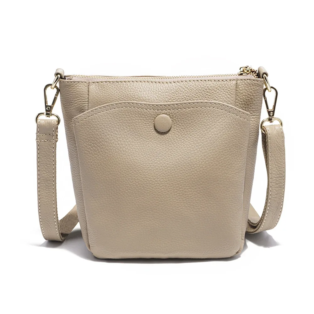 zency laides – petit sac à main en cuir véritable souple pour femmes, sac à bandoulière décontracté, sac seau simple pour téléphone, sacs à main pour femmes, sac gris