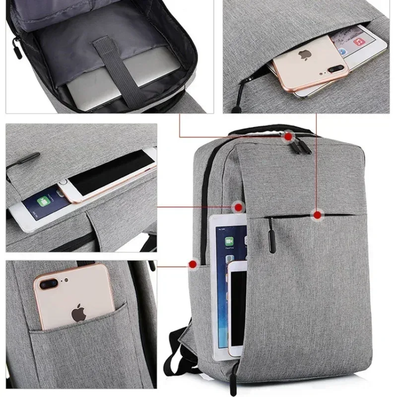 sacs à dos d'affaires pour hommes et femmes, sac à dos de voyage portable de grande capacité, sac pour ordinateur portable ultraléger unisexe, cartable d'étudiant de couleur unie