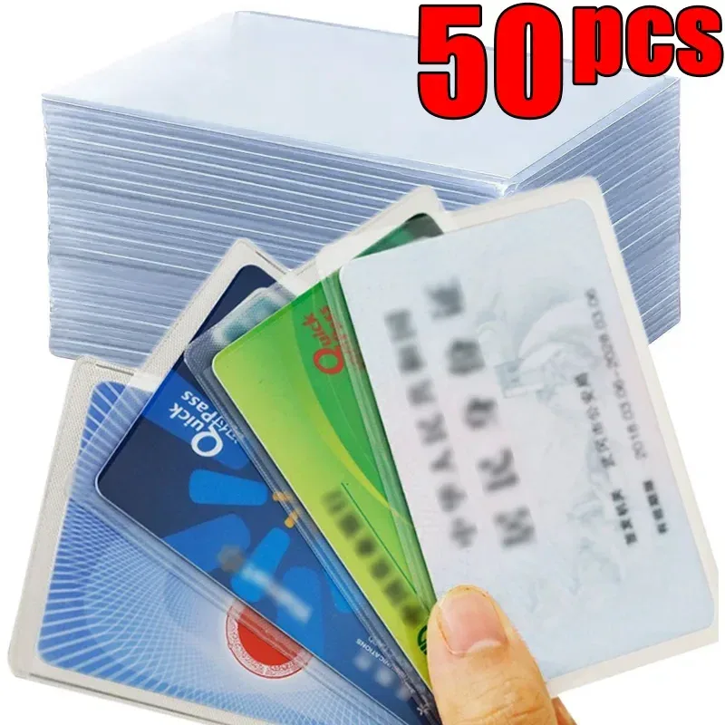 protecteur de cartes en pvc givré transparent, couverture de carte d'identité de crédit, support anti-magnétique, conteneur de cartes postales, sacs de rangement, 1 à 50 pièces