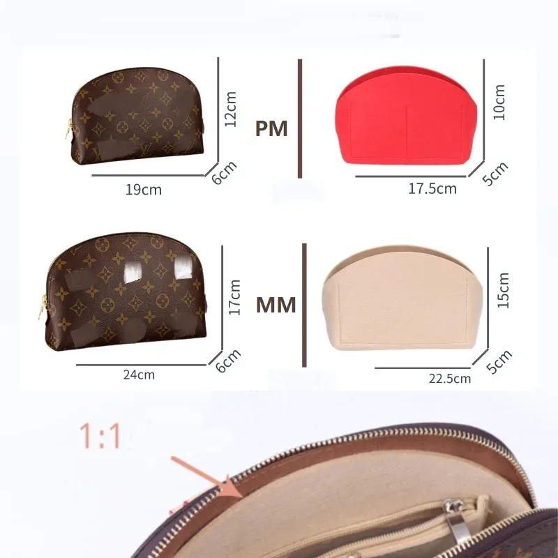 organisateur de sac pour lv cosmetic pouch pm mm, sac de maquillage, insert personnalisé