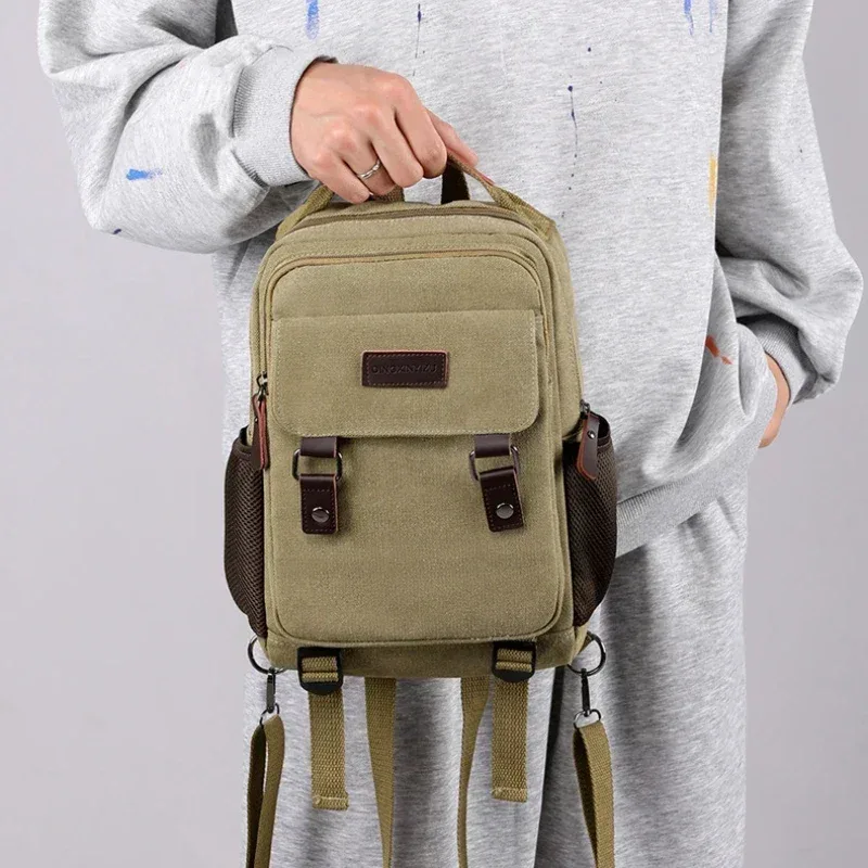 petit sac à dos pour hommes toile sacs à dos décontractés pour hommes 2025 mini sac d'école pour hommes sac à dos homme multi-fonction sac à bandoulière voyage