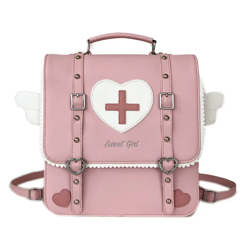 sac à dos mignon de style japonais lolita pour jeunes filles, sac d'école uniforme kawaii, petit sac de voyage, sac à dos à ailes, sac à main ita pour femmes