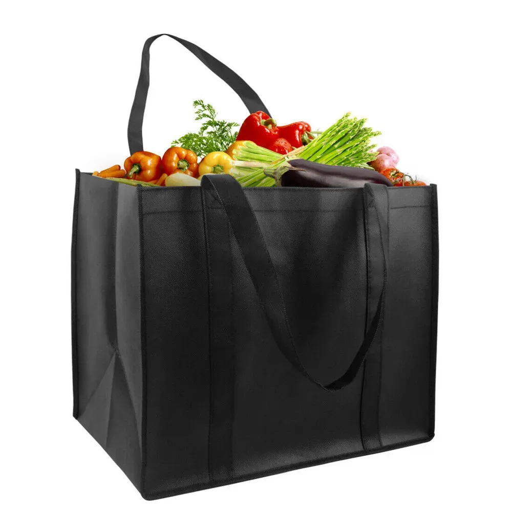 sacs à provisions réutilisables simples pour femmes, sac à main d'épicerie portable et écologique, sac fourre-tout de grande capacité, pliable et rapide