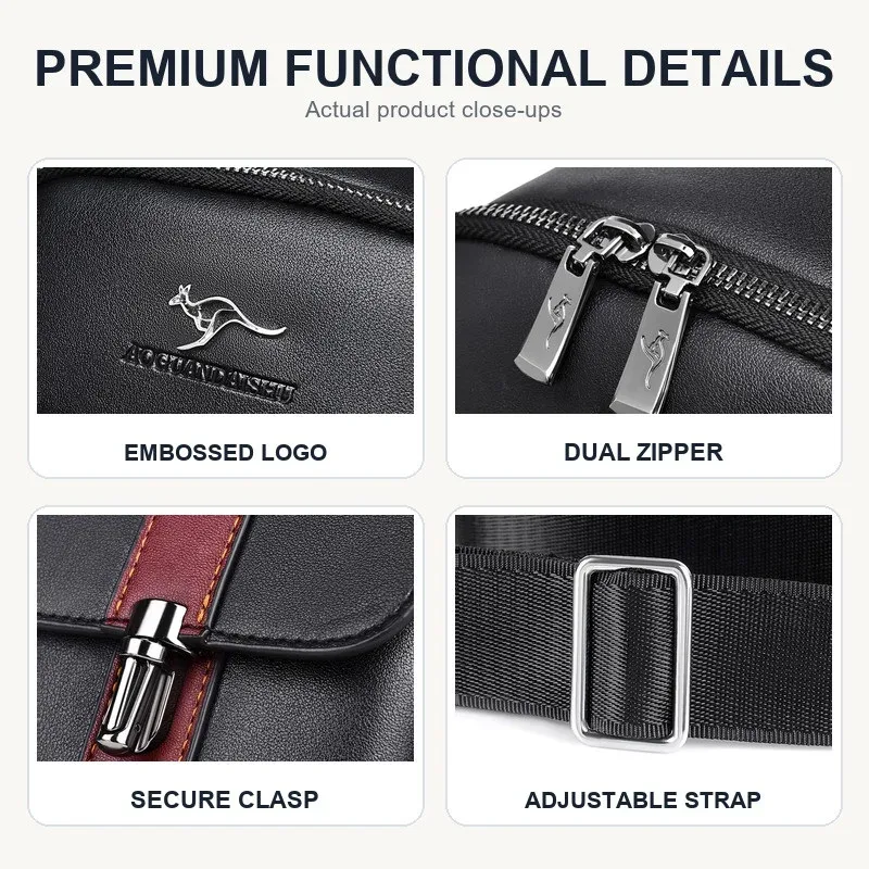 sac de poitrine en cuir pour homme, sac bandoulière décontracté, sac messager pour voyage d'affaires, noir, marron