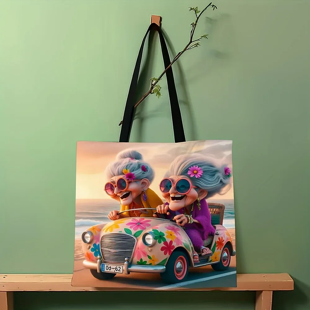 grand-mère conduite sac à provisions cadeau d'anniversaire pliable mode sac à bandoulière décontracté portable grands sacs à provisions pochette de rangement