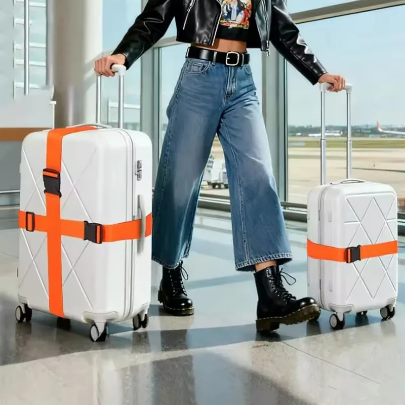 ceinture bagage polyester noir fermoir rapide orange vert tissu élastique fixation identification voyage sac