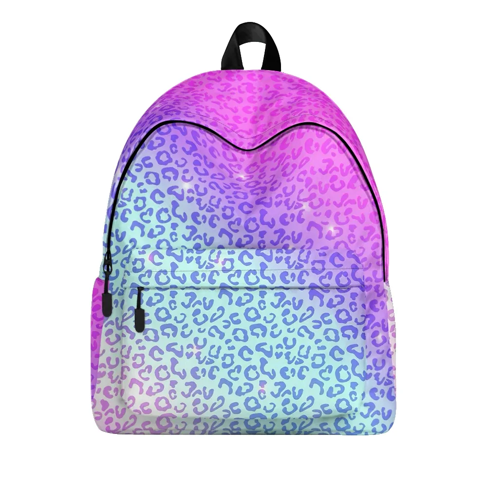 sac à dos imprimé léopard dégradé, sacs à crayons, bretelles réglables, sac d'école léger et durable, sac à dos de voyage, ensembles pour adolescents