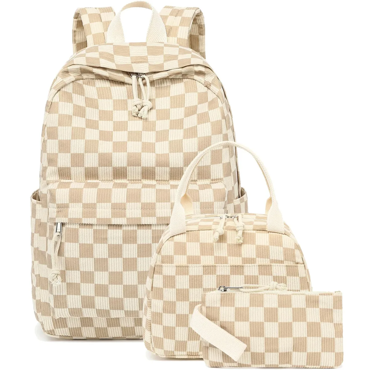 sac dos velours côtelé fleurs beige petit sac pochette poignées doublées poches principales avant usage voyage école