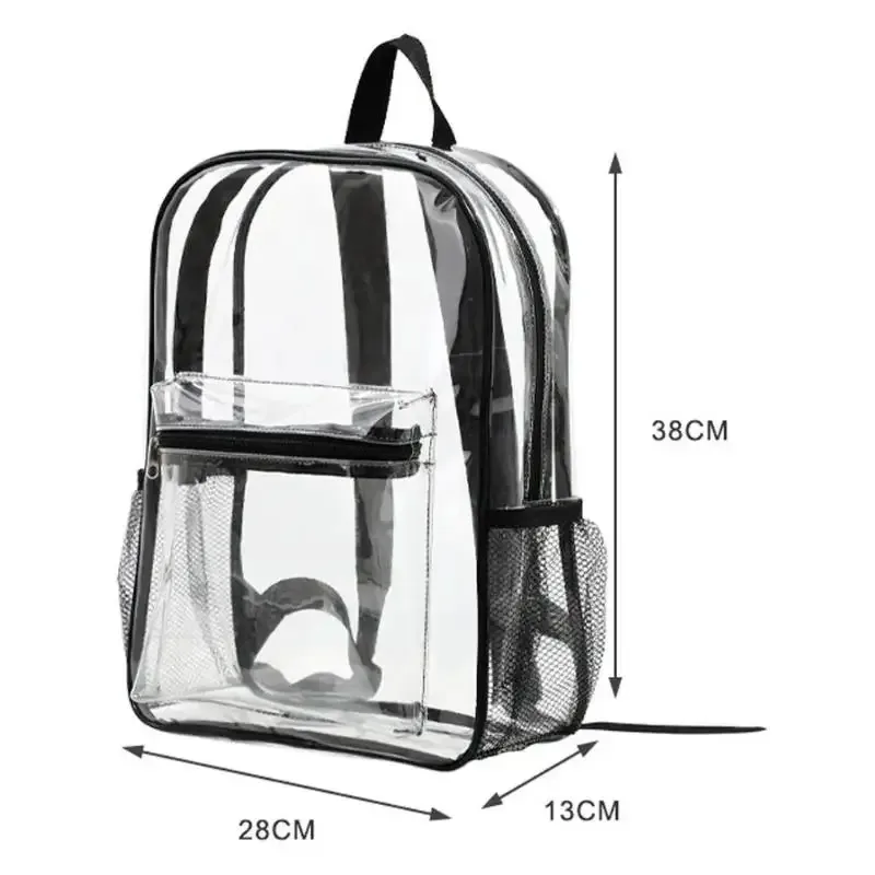 sac à dos transparent en pvc pour sports de plein air et fitness, sac à dos de voyage décontracté visible, grande capacité, sac à bandoulière imperméable
