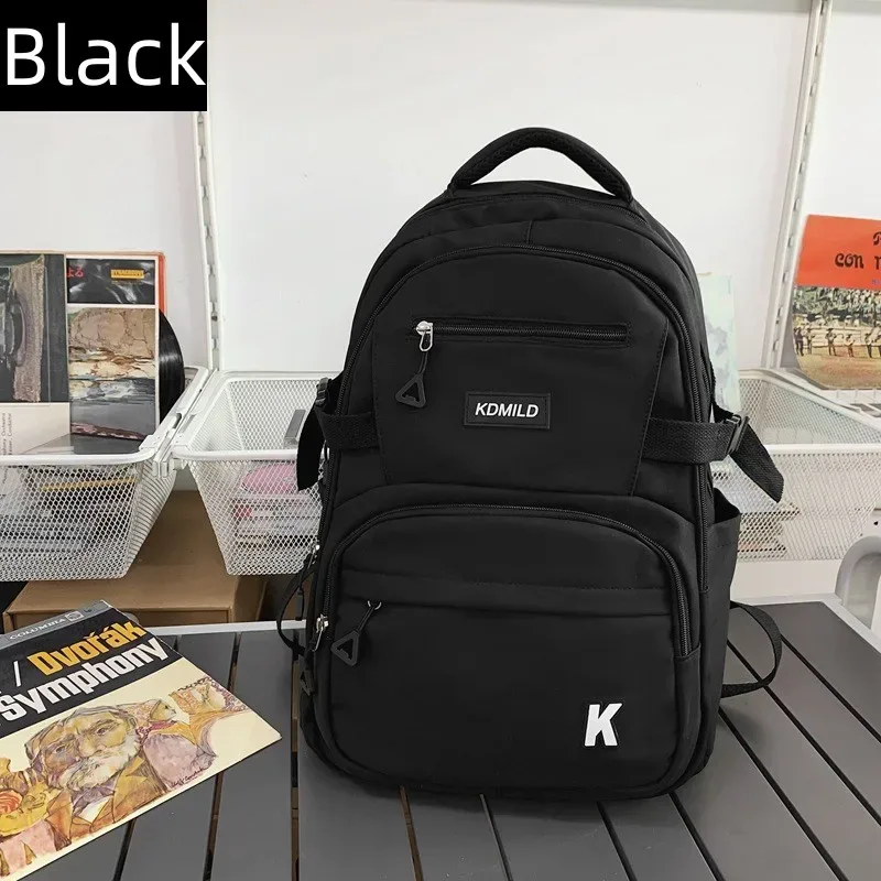 sac à dos en nylon imperméable pour filles, cartable de grande capacité, sacs à dos pour ordinateur portable pour documents solides, sac initié aux voyages en plein air, mode simple