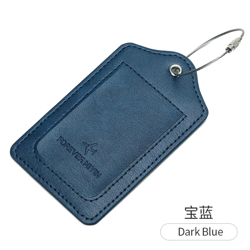 étiquette de bagage en cuir pu avec boucle de câble anti-perte et couvercle de protection de la vie privée intégré, adaptée aux bagages et sacs de voyage.